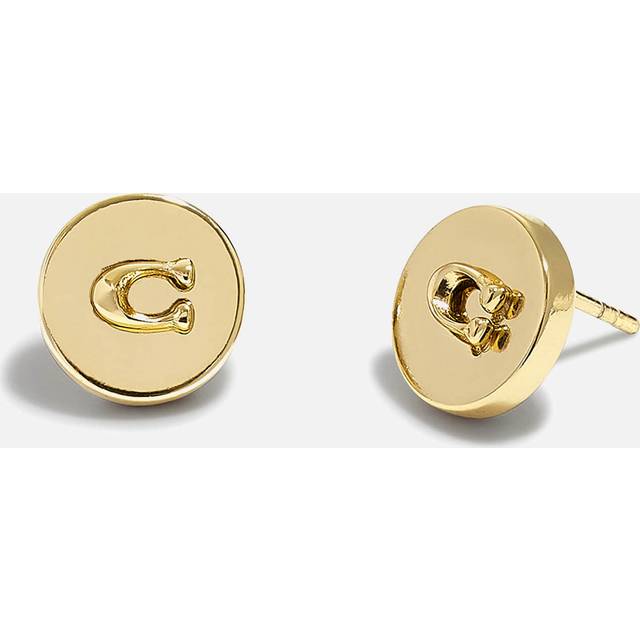 Coach Signature C Disc Gold-Tone Stud Earrings