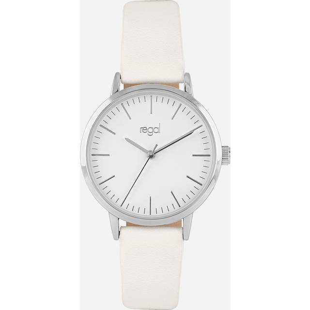 Regal damklocka - vitt band, index, silverton/vit, 36mm