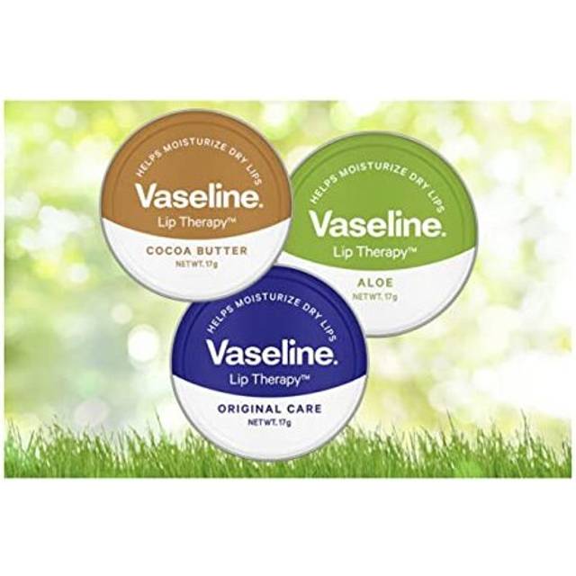 Vaseline Petroleum Jelly Lip Balms - THREE 20g Pocket Size Tins - Aloe Vera, Cocoa Butter, Original, Lip Repair Therapy Protects Dry Cracked