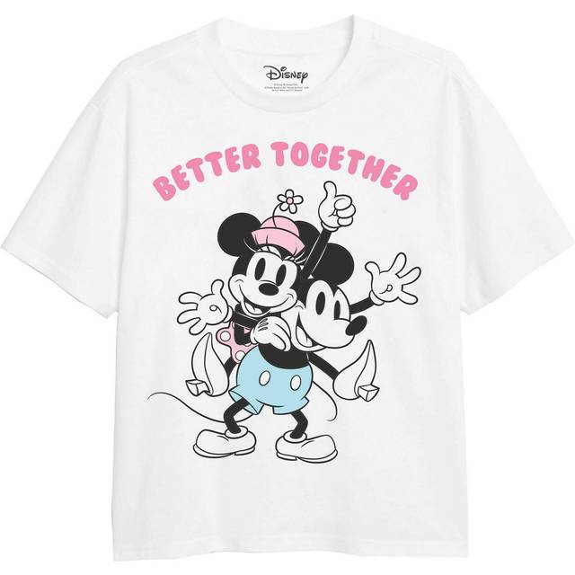 (5-6 Years, White) Disney Girls Better Together Mickey & Minnie Mouse T-Shirt