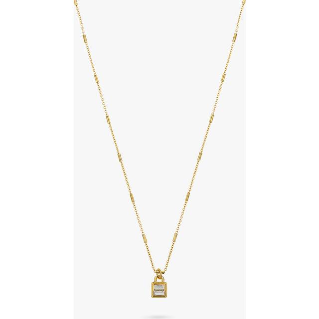 Crystal Baguette Padlock Necklace - Orelia - Gold