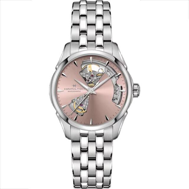 Hamilton Jazzmaster Stainless Steel Pink Open Heart Dial Automatic H32215170 Women's Watch pink