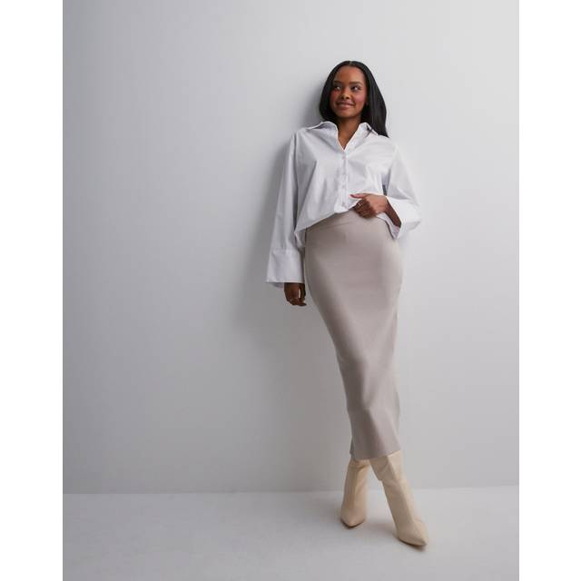 Object Objreynard HW Knit Skirt Noos Dam Maxikjolar Stl. L - Från Magasin - Silver Gray (L)