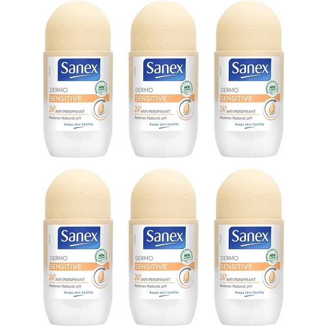 Sanex Dermo Sensitive Roll On Antiperspirant 50ml Pack of 6, Deodorant for Sensitive Skin, 0% Alcohol or Ethanol, (6x50ml)