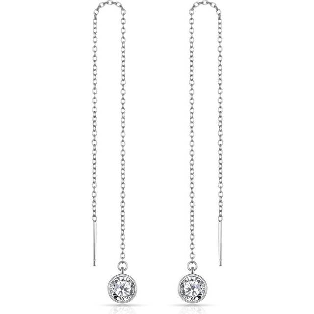Sterling Silver Thread Earrings Created with Swarovski Crystals