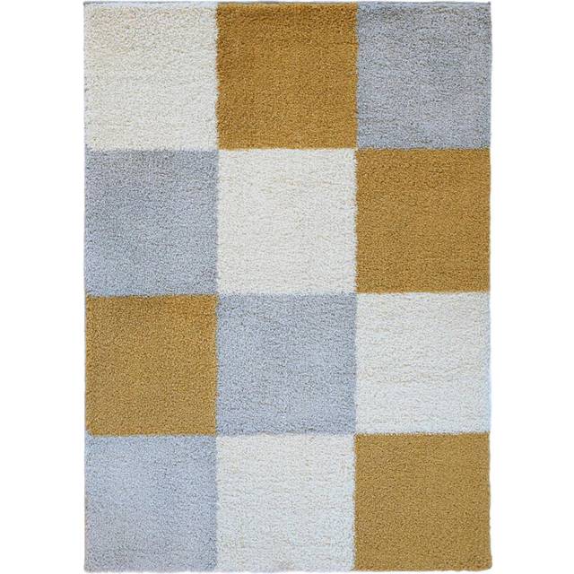 Homemaker Ochre Blocks Snug Shaggy Rug 120 x 170cm - Yellow