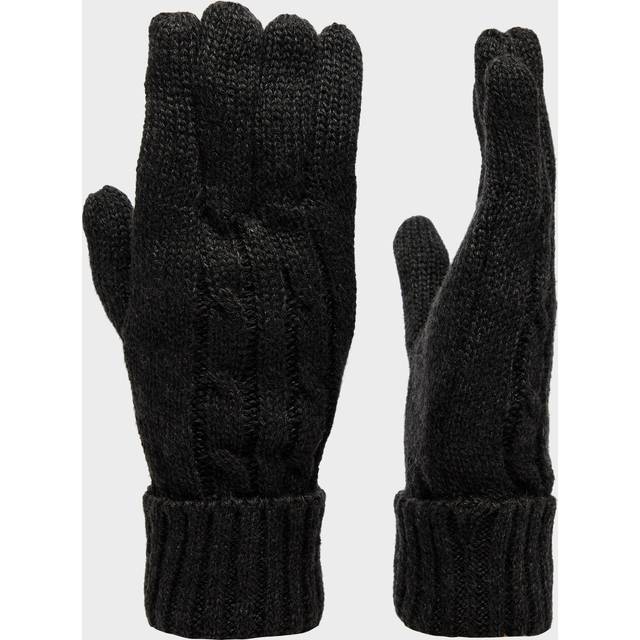 Women's Cable Knit Gloves, Black - XS