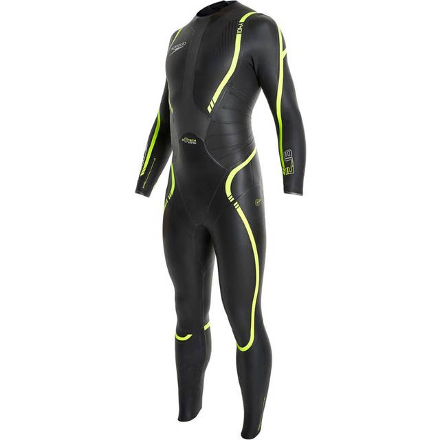 Speedo Triathlon Elite E16 Fullsuit Black/Yellow Mens Wetsuit 8 10459A599 Textile - Size Small