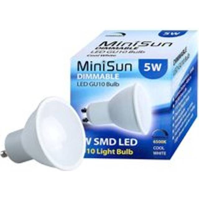 12 Pack GU10 White Thermal Plastic Spotlight LED 5W Cool White 6500K 480lm Light Bulb - One Size