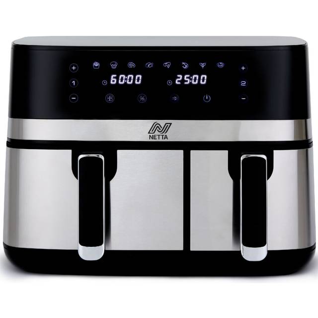 NETTA 9L Dual-Basket Air Fryer with Digital Smart Programmes