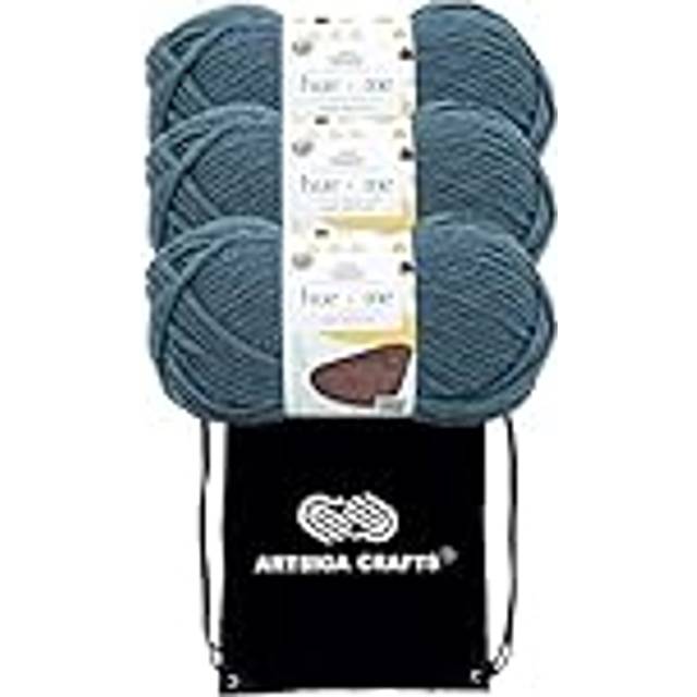 Lion Brand Hue & Me Marine 617-111 (3-Skeins - Same Dye Lot) Chunky Bulky #5 Acrylic  Wool Yarn for Crocheting and Knitting with Project Bag