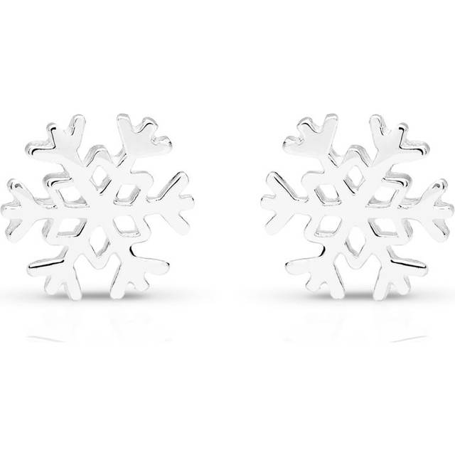 John Greed Signature Silver Open Snowflake Stud Earrings For Women - silver