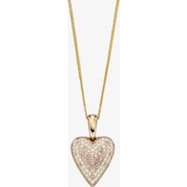 9ct Yellow Gold Diamond Pave Heart Pendant GP2254 GN141