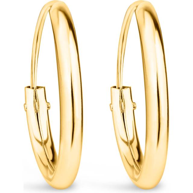 9ct Yellow Gold Sleeper Hoop Earrings - One Size