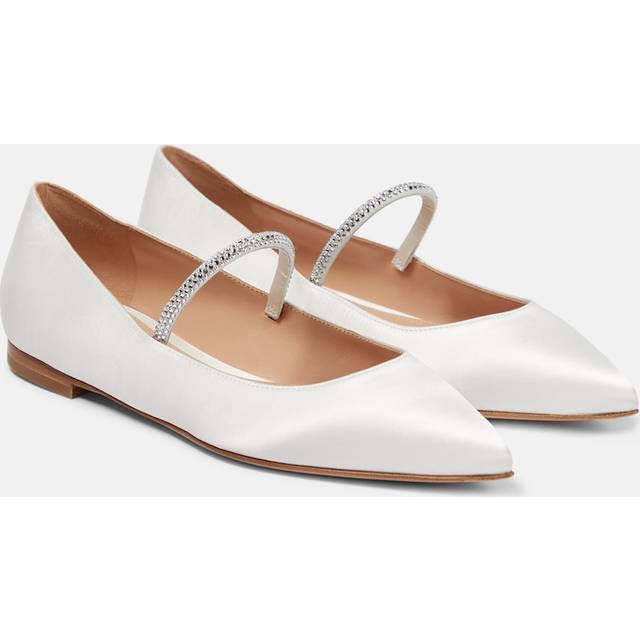 Gianvito Rossi Crystal-embellished satin ballet flats