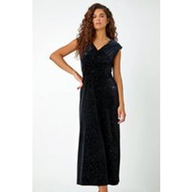 Glitter Velvet Maxi Stretch Dress - Teal - 18