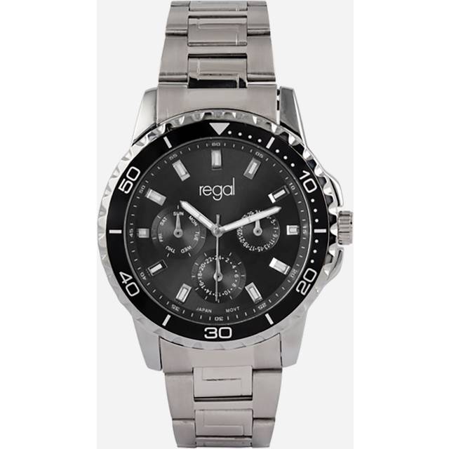 Regal herrklocka - metallband, silverton/svart, 48mm