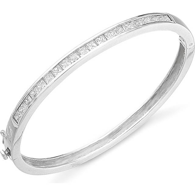 John Greed Signature Silver Channel Set CZ Bangle For Women - silver