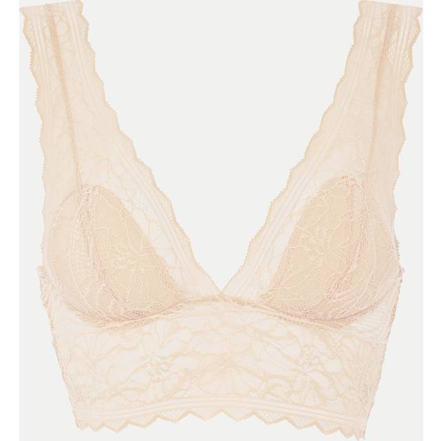 Chantelle Womens Easy Feel Floral Touch Wirefree Triangle Bralette - Beige Polyamide - Size Small