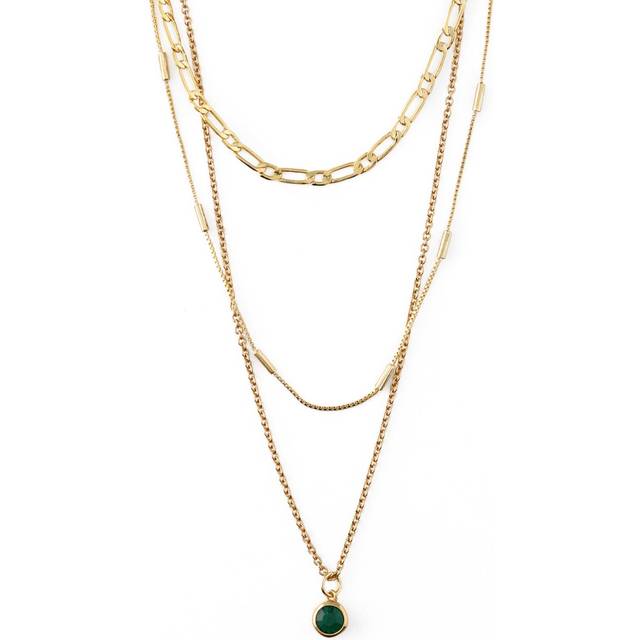 Orelia Swarovski Crystal 3-Row Necklace, Gold/Emerald