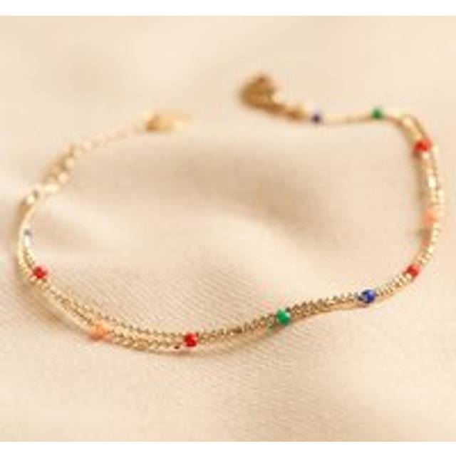 Lisa Angel - Rainbow Enamel Ball Chain Layered Bracelet In Gold