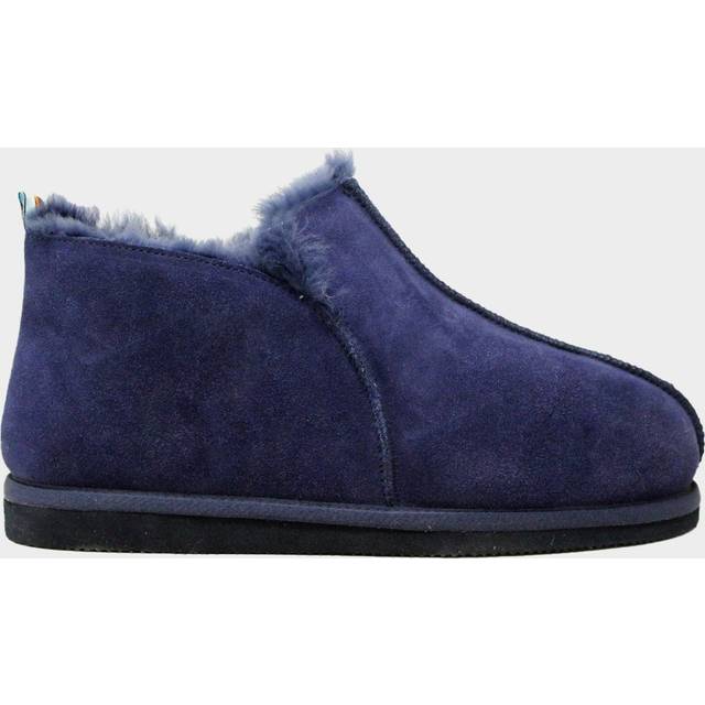 Sheepskin Slippers with Ribbon | Navy - Dark Blue