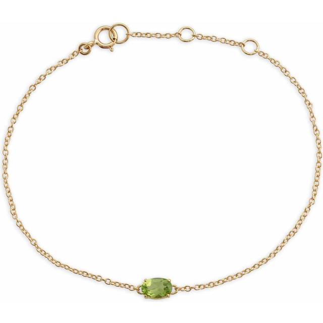 Classic Oval Peridot Single Stone Bracelet in 9ct Yellow Gold