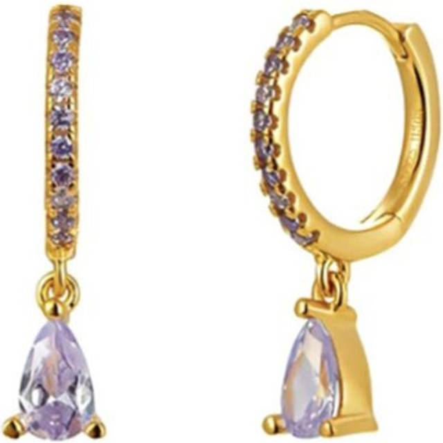(purple) Hoop Triangle Studs - Purple
