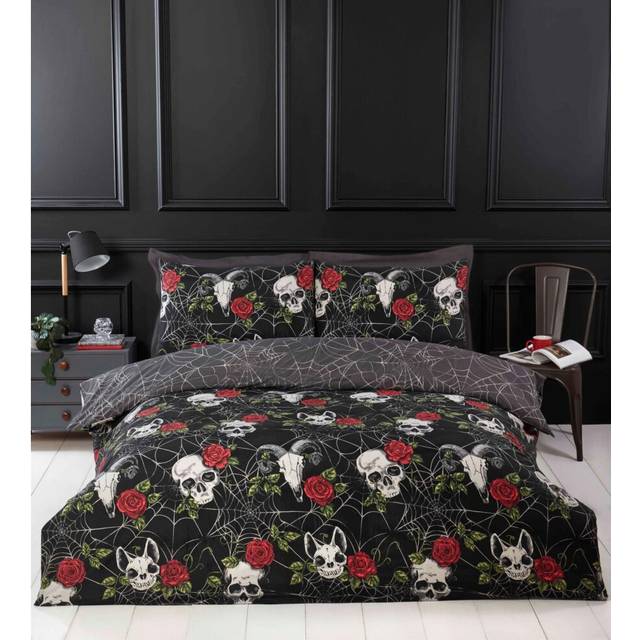 Rapport Home Skulls & Roses Microfibre Duvet Set Single Multi, Multi