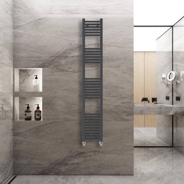 WarmeHaus Heated Straight Towel Radiator Anthracite 1800x300mm