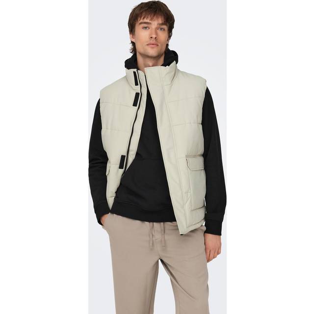 ONLY & SONS - Väst onsCarl Life Quilted Vest Otw - Grå