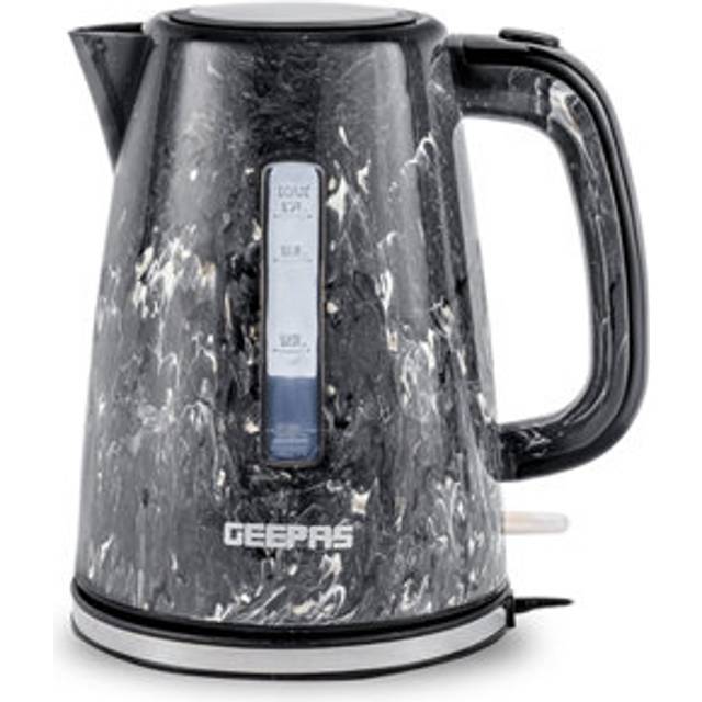 GEEPAS 1.7L Electric Kettle Premium Kettle Cordless Concealed Heating, Strix Controller 2200W Skye - Black (1.7L)
