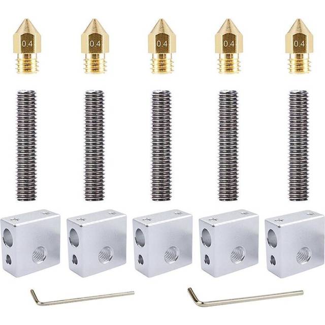 3d Printer Part 0.4mm Extruder Nozzle Print Head+1.75mm Tube+heater Blocks Hotend for Mk8 3d Printe