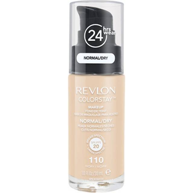 Revlon ColorStay Makeup for Normal/Dry Skin SPF 20  Longwear Liquid Foundation  with Medium-Full Coverage  Natural Finish  Oil Free  110 Ivory  1
