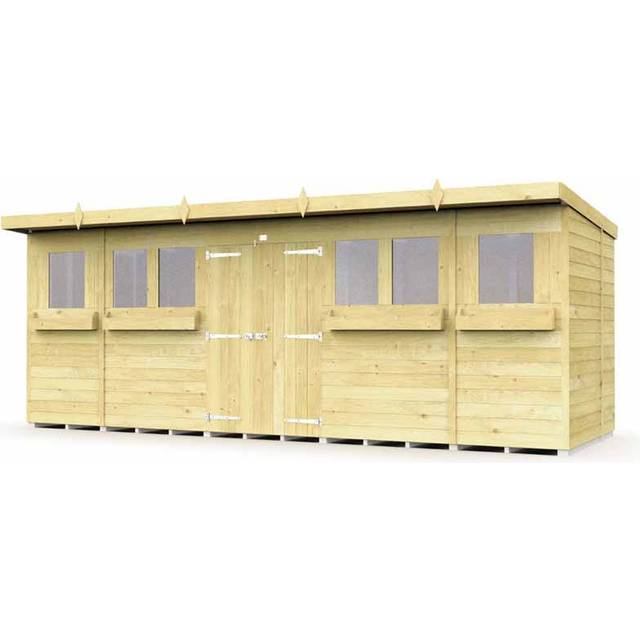 18 x 5 Feet Pent Summer Shed - Wood - L147 x W533 x H201 cm