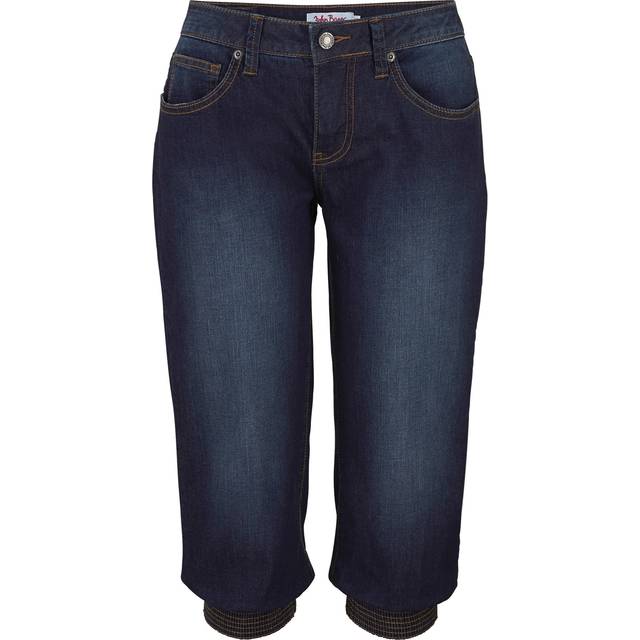 bonprix Cuffed Denim Capris - Dark Blue