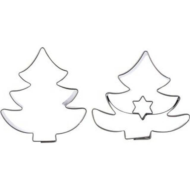 Set of 2 stainless steel cake tins in Christmas tree design