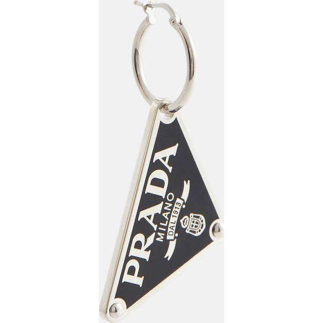 Prada Symbole logo sterling silver single earring - black (One Size)