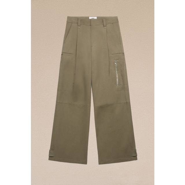 AMI Cotton Cargo Trousers - M - Brown - L