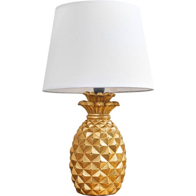 Minisun - Contemporary Pineapple Design Gold Effect Table Lamp With White Shade