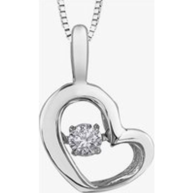 9ct White Gold 0.05ct Diamond Pulse Open Heart Pendant P3113W/05-10
