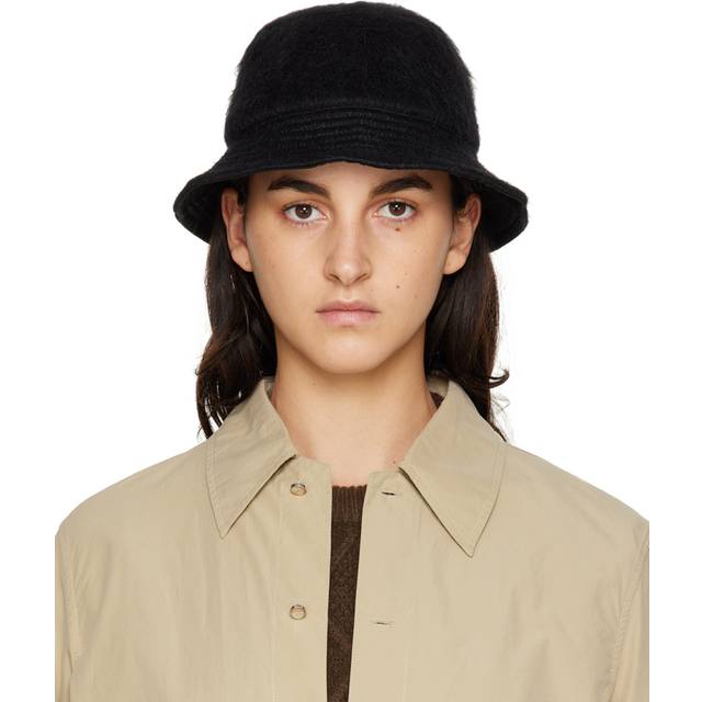 OUR LEGACY Black Quilted Bucket Hat - Black Mohair - S-M