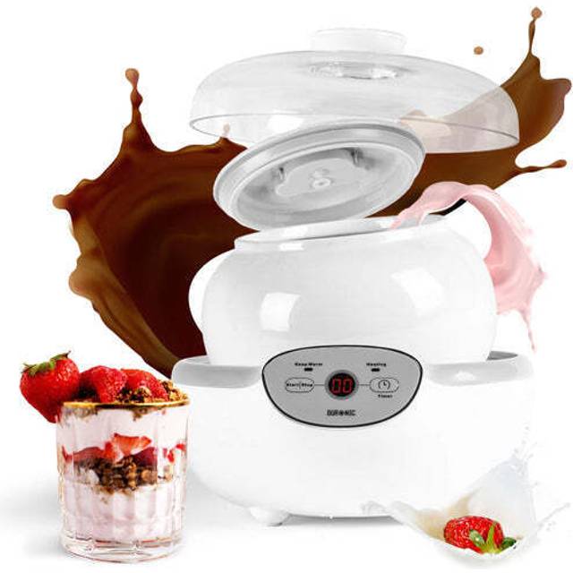 Duronic YM1 Yoghurt Maskin | 20W | Stor 1,5 Liter Keramik Burk | Elektrisk | Digital Display | Timer Funktion | Gör Hemmagjord Färsk Hälsosam Yoghurt av Frukt eller Bär i Ditt Eget Kök