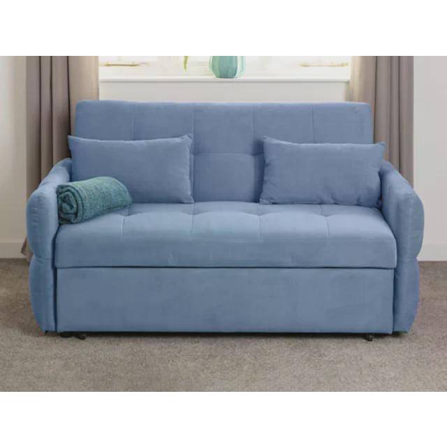 Seconique Chelsea Double Sleeper Blue Fabric Sofa Bed - 2 Seater