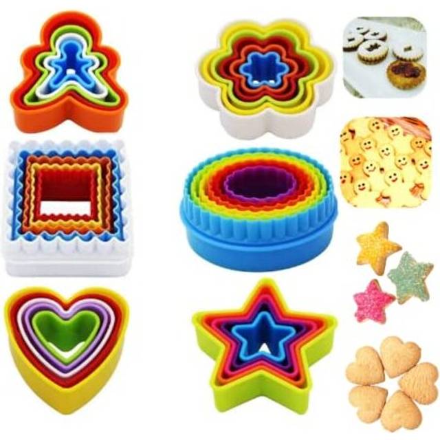 32 Pcs Biscuit Cutters Shapes Cookie Cutter Set Plastic Cake and Pastry Cutters Shape Playdough Cutters Small Cookie Molds for Cake, Sandwich, Fondant