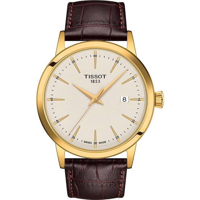 TISSOT Classic Dream 42MM QTZ Brown Leather Men's Watch T129.410.36.261.00 / T1294103626100 - Ivory - 42 mm