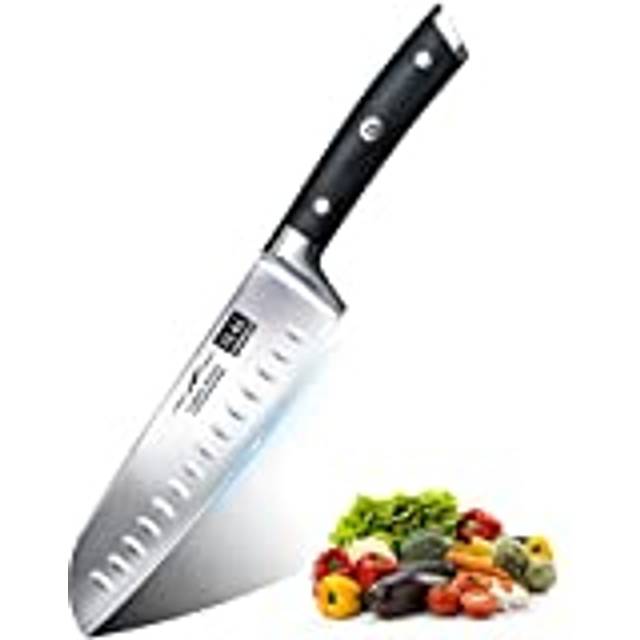 SHAN ZU Kitchen Knife, Japanese Santoku Knife 18 cm Professional Chef Knives Ultra Sharp Carving Knife High Carbon German Stainless Steel Utility
