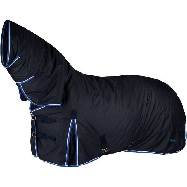 HORZE Glasgow Medium Weight Waterproof Combo Turnout Winter Horse Blanket with Neck Cover (150g Fill) - Dark Blue - 72 in
