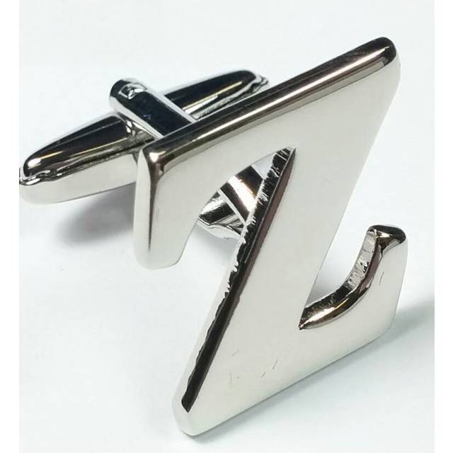 (Letter Z) Mix And Match Silver Alphabet Letter Cufflinks Sold Individually So You Can Choose Custom Letters - Please Purchase 2 Cufflinks To Complete
