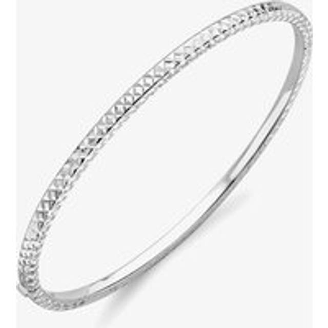 9ct White Gold Diamond Cut Bangle BN337 - Silver